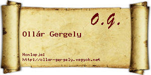 Ollár Gergely névjegykártya